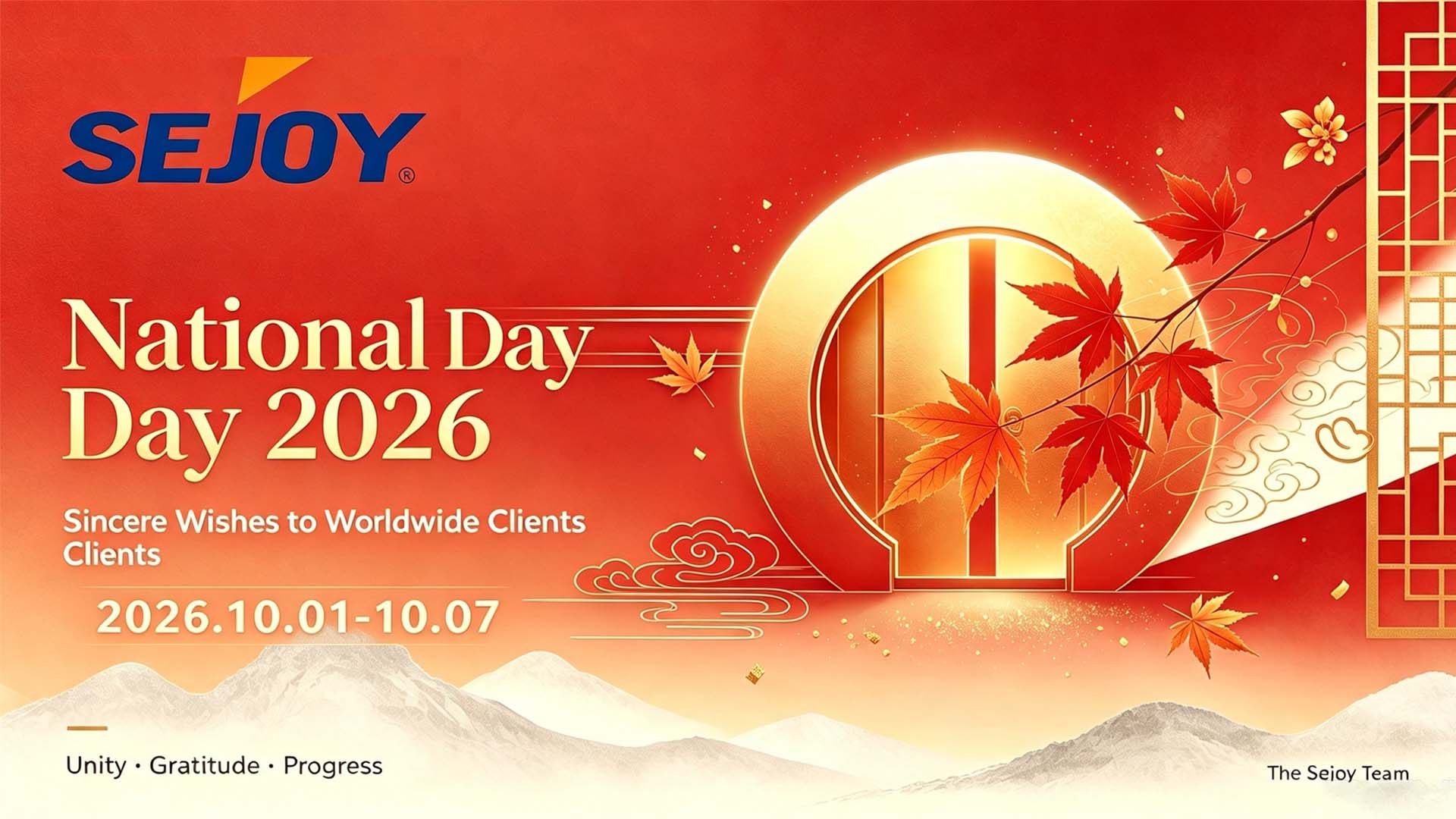 National Day 2026: Sejoy's Sincere Wishes to Clients Worldwide